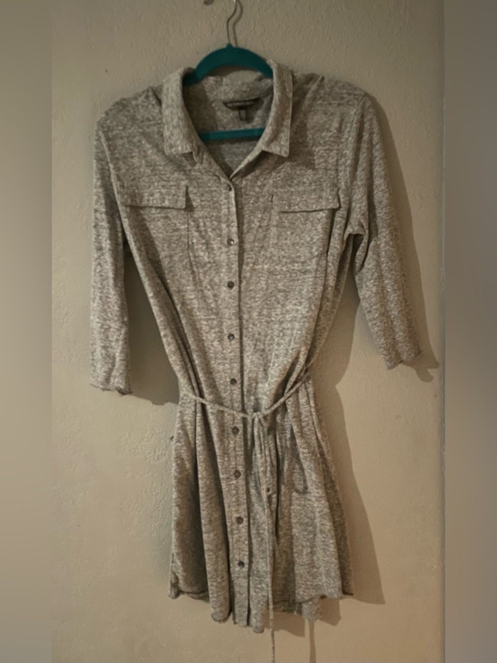 Victoria's Secret Gray Button-Front Knit Shirt Dress